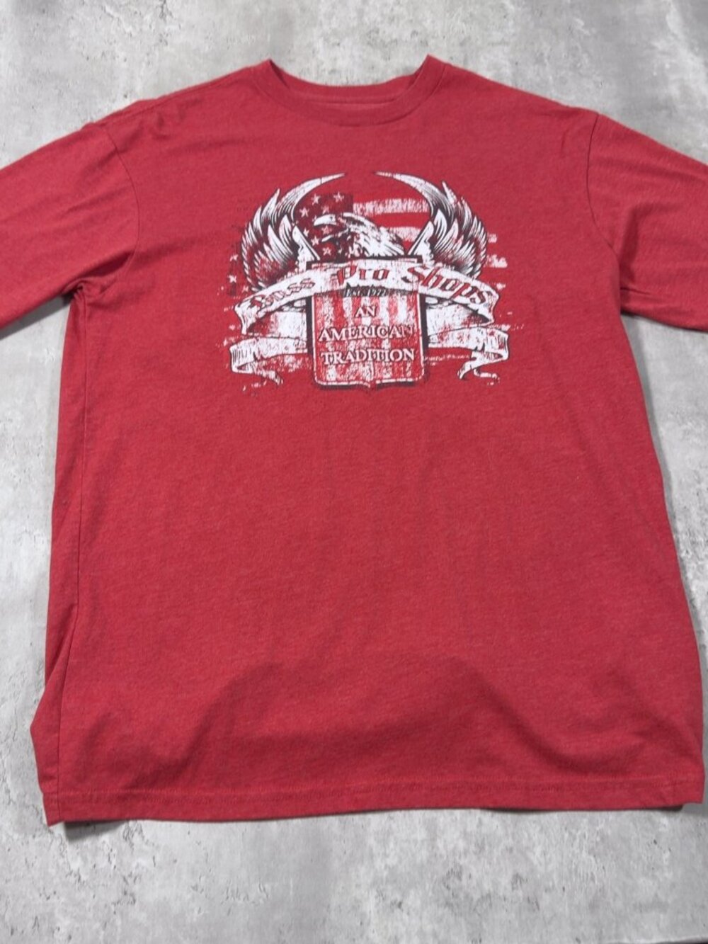 Bass Pro Shops Eagle Flag T-Shirt Red Heather Mens M Patriotic Graphic Americana
